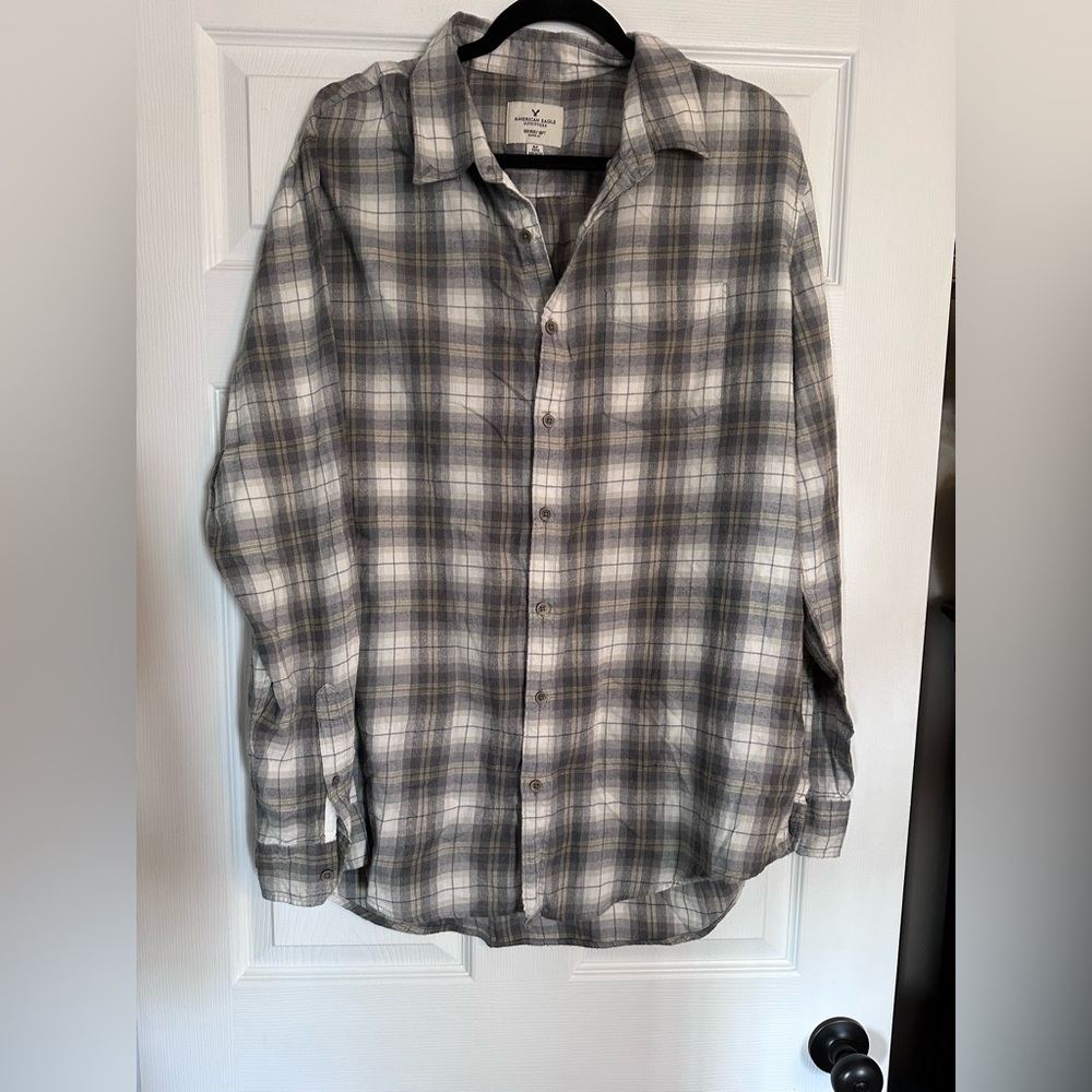 Men's AE American Eagle Seriously Soft Classic Fit Plaid Shirt XLT XLarge Tall